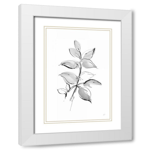 Wash Leaf I White Modern Wood Framed Art Print with Double Matting by Paschke, Chris