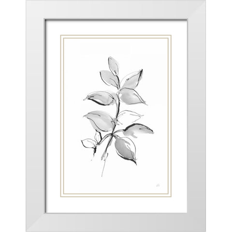 Wash Leaf I White Modern Wood Framed Art Print with Double Matting by Paschke, Chris