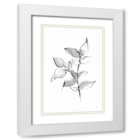 Wash Leaf II White Modern Wood Framed Art Print with Double Matting by Paschke, Chris