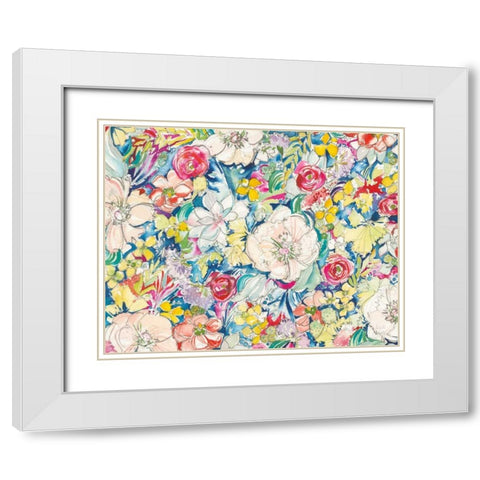 Floral Burst White Modern Wood Framed Art Print with Double Matting by Rice, Kristy
