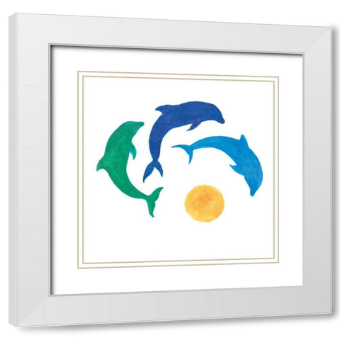 Dolphin Dance White Modern Wood Framed Art Print with Double Matting by Schlabach, Sue