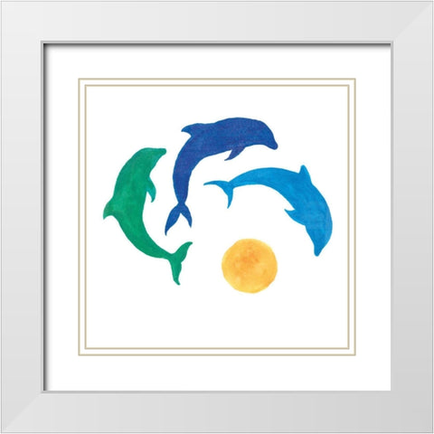 Dolphin Dance White Modern Wood Framed Art Print with Double Matting by Schlabach, Sue