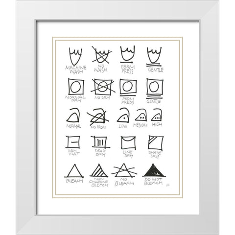 Laundry Room Icons White White Modern Wood Framed Art Print with Double Matting by Paschke, Chris