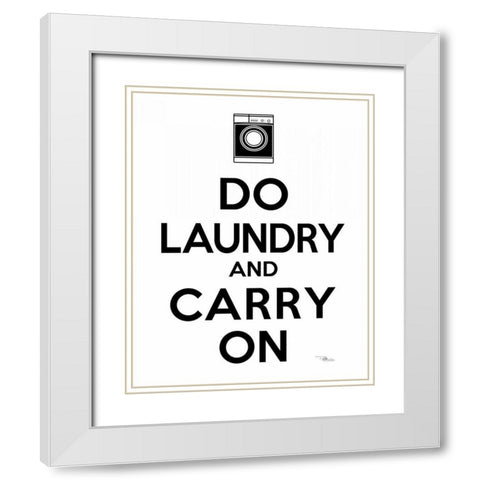 Laundry On I BW White Modern Wood Framed Art Print with Double Matting by Pela Studio