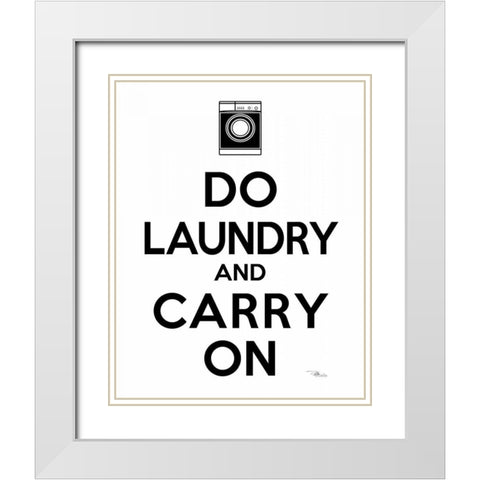 Laundry On I BW White Modern Wood Framed Art Print with Double Matting by Pela Studio