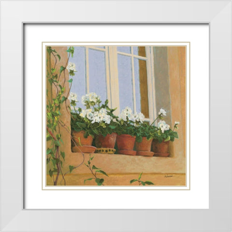 Chateau Creancey Window Light Sq White Modern Wood Framed Art Print with Double Matting by Novak, Shirley