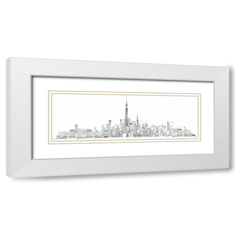 New York Skyline White Modern Wood Framed Art Print with Double Matting by Tillmon, Avery
