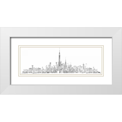 New York Skyline White Modern Wood Framed Art Print with Double Matting by Tillmon, Avery