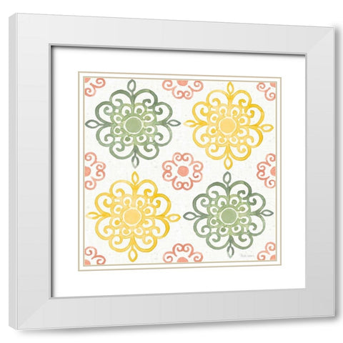 Citrus Charm Pattern IIA White Modern Wood Framed Art Print with Double Matting by Grove, Beth