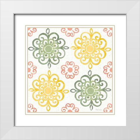 Citrus Charm Pattern IIA White Modern Wood Framed Art Print with Double Matting by Grove, Beth