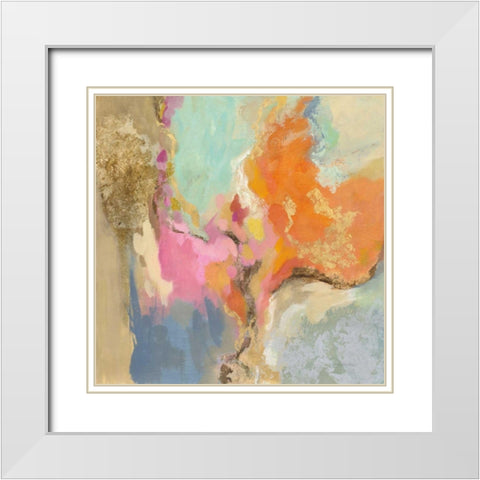 Tangerine Gold Mid Mod White Modern Wood Framed Art Print with Double Matting by Vassileva, Silvia
