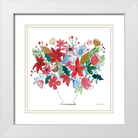Holiday Bouquet I White Modern Wood Framed Art Print with Double Matting by Zaman, Farida