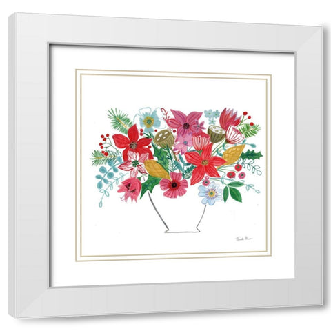 Holiday Bouquet II White Modern Wood Framed Art Print with Double Matting by Zaman, Farida