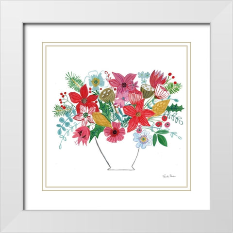 Holiday Bouquet II White Modern Wood Framed Art Print with Double Matting by Zaman, Farida
