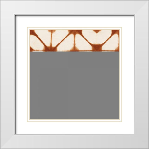 Shibori Square VIII Orange White Modern Wood Framed Art Print with Double Matting by Green, Nancy