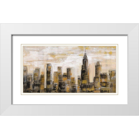 Manhattan Skyline White Modern Wood Framed Art Print with Double Matting by Vassileva, Silvia