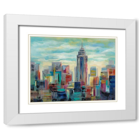 Colorful Day in Manhattan White Modern Wood Framed Art Print with Double Matting by Vassileva, Silvia