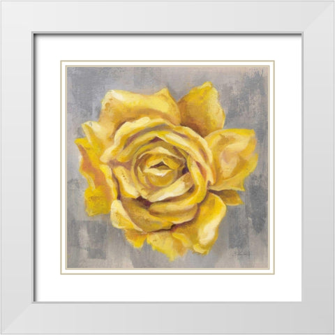 Yellow Roses II White Modern Wood Framed Art Print with Double Matting by Vassileva, Silvia