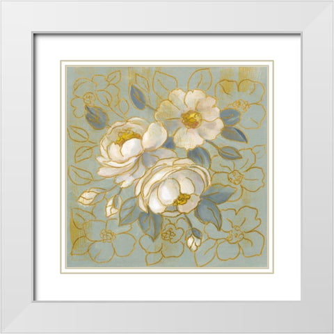 Sage Floral I White Modern Wood Framed Art Print with Double Matting by Vassileva, Silvia
