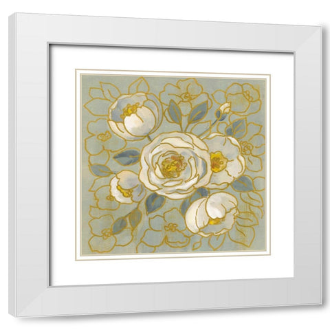Sage Floral II White Modern Wood Framed Art Print with Double Matting by Vassileva, Silvia