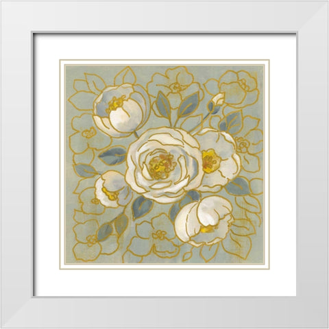 Sage Floral II White Modern Wood Framed Art Print with Double Matting by Vassileva, Silvia