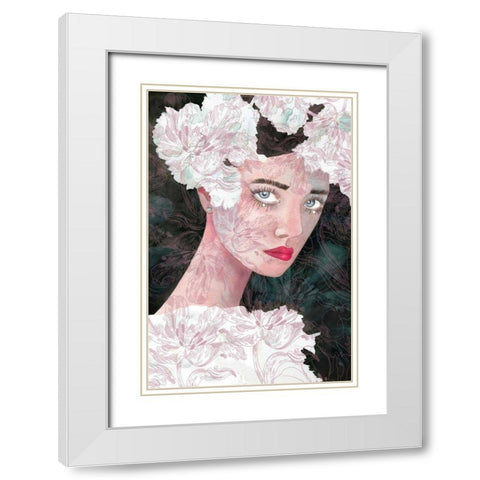 Floral Duchess White Modern Wood Framed Art Print with Double Matting by Charro, Mercedes Lopez