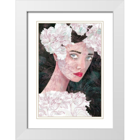 Floral Duchess White Modern Wood Framed Art Print with Double Matting by Charro, Mercedes Lopez