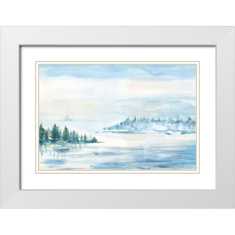 Lake Fog White Modern Wood Framed Art Print with Double Matting by Schlabach, Sue