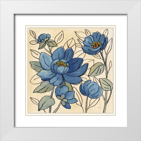 Spring Lace Floral IV Dark Blue White Modern Wood Framed Art Print with Double Matting by Vassileva, Silvia