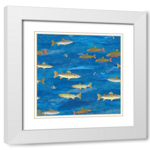 Angling in The Stream Pattern I White Modern Wood Framed Art Print with Double Matting by Prahl, Courtney