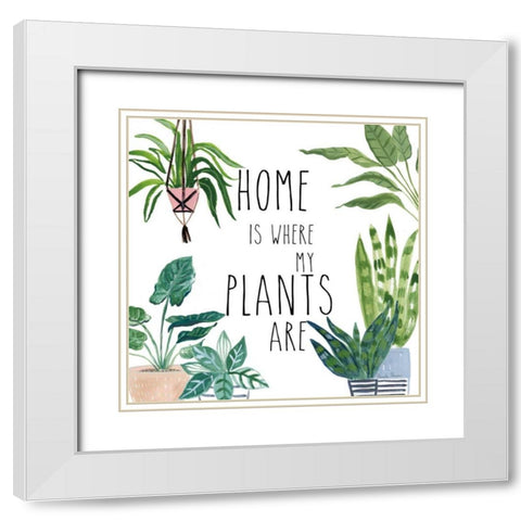Plant Home II White Modern Wood Framed Art Print with Double Matting by Zaman, Farida