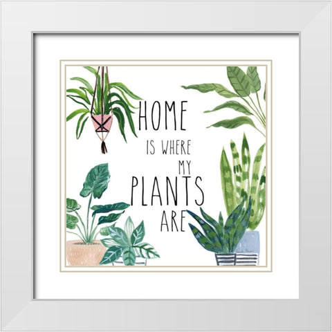 Plant Home II White Modern Wood Framed Art Print with Double Matting by Zaman, Farida