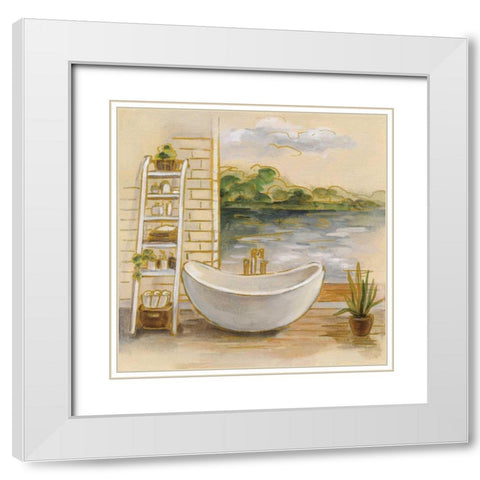 Spa by the Lake II White Modern Wood Framed Art Print with Double Matting by Vassileva, Silvia