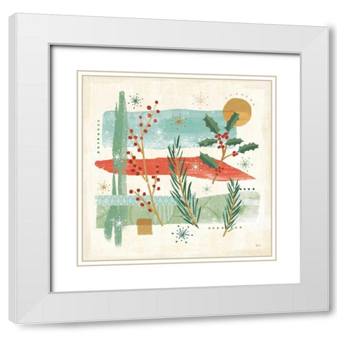 Holiday Flair II White Modern Wood Framed Art Print with Double Matting by Charron, Veronique