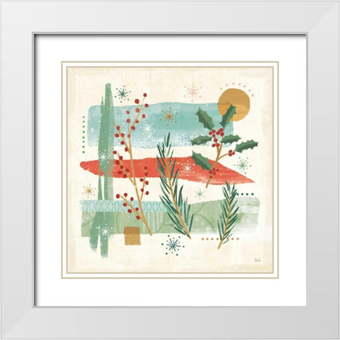 Holiday Flair II White Modern Wood Framed Art Print with Double Matting by Charron, Veronique