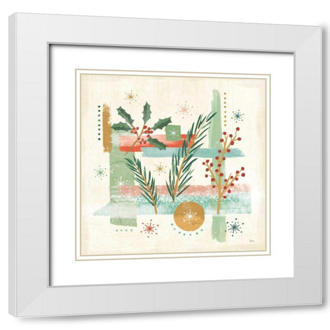 Holiday Flair III White Modern Wood Framed Art Print with Double Matting by Charron, Veronique