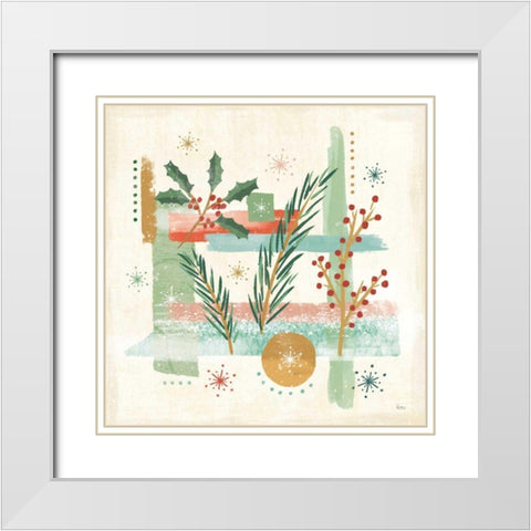 Holiday Flair III White Modern Wood Framed Art Print with Double Matting by Charron, Veronique
