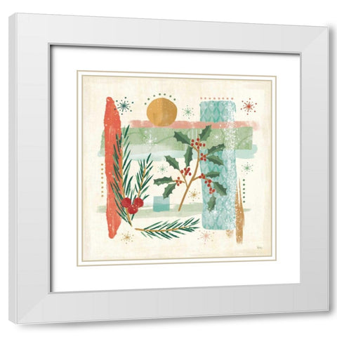 Holiday Flair IV White Modern Wood Framed Art Print with Double Matting by Charron, Veronique