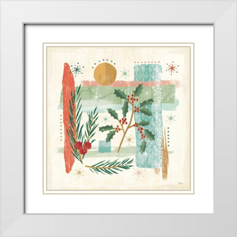 Holiday Flair IV White Modern Wood Framed Art Print with Double Matting by Charron, Veronique