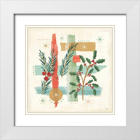 Holiday Flair V White Modern Wood Framed Art Print with Double Matting by Charron, Veronique