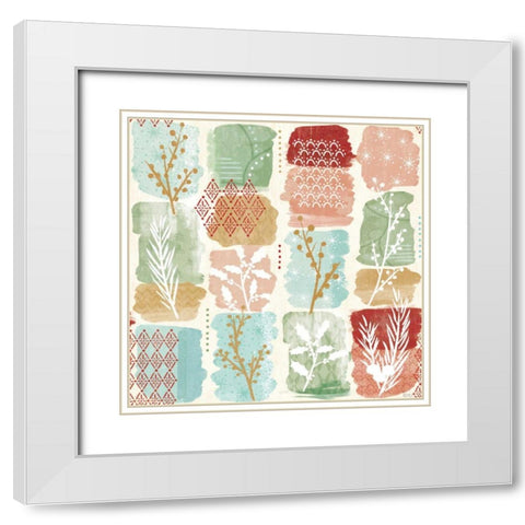 Holiday Flair Pattern III White Modern Wood Framed Art Print with Double Matting by Charron, Veronique