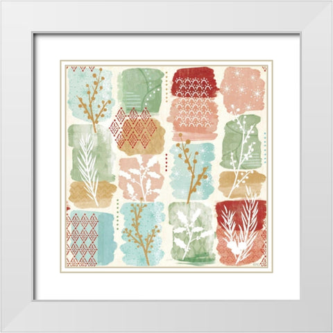 Holiday Flair Pattern III White Modern Wood Framed Art Print with Double Matting by Charron, Veronique