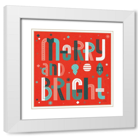 Retro Holiday IV Red White Modern Wood Framed Art Print with Double Matting by Marshall, Laura