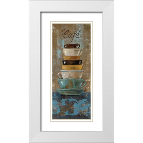 Antique Coffee Cups I White Modern Wood Framed Art Print with Double Matting by Vassileva, Silvia