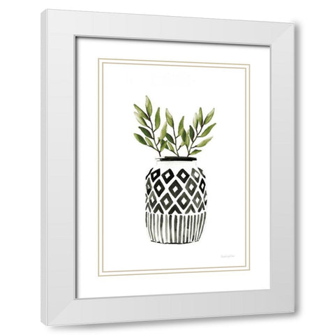 Geometric Vases II Green White Modern Wood Framed Art Print with Double Matting by Charro, Mercedes Lopez