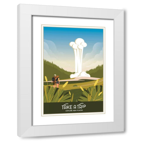 Take a Trip White Modern Wood Framed Art Print with Double Matting by Escalante, Omar