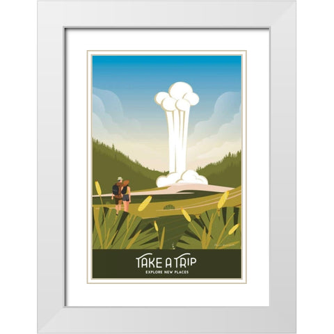 Take a Trip White Modern Wood Framed Art Print with Double Matting by Escalante, Omar