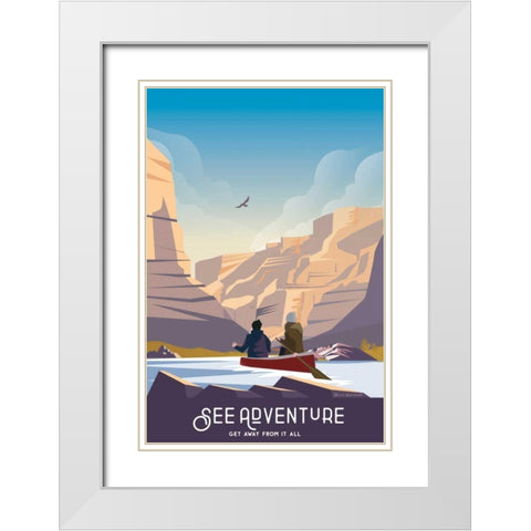 See Adventure White Modern Wood Framed Art Print with Double Matting by Escalante, Omar