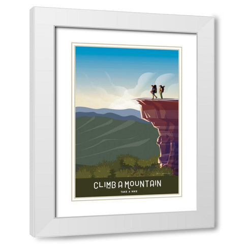 Climb a Mountain White Modern Wood Framed Art Print with Double Matting by Escalante, Omar