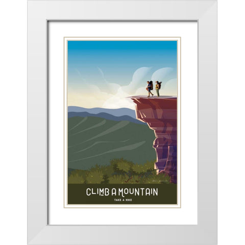 Climb a Mountain White Modern Wood Framed Art Print with Double Matting by Escalante, Omar